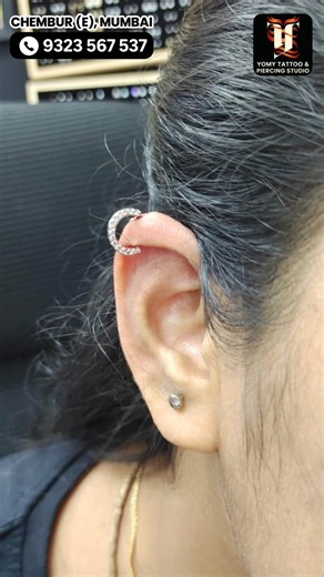 Helix wth trending Hoops @YomyTattooStudio #helix #piercing #mumbai #helixpiercing #explore #fyp