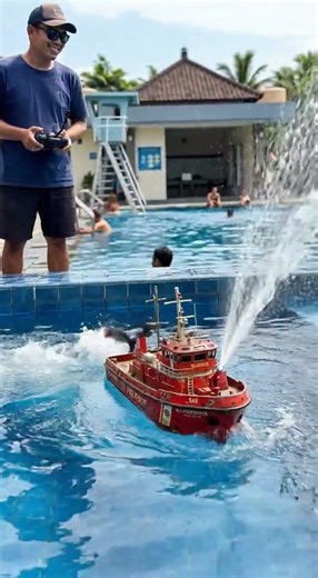 🔥 Mini Fire Rescue Boat in a Pool! So Realistic 😱🚒