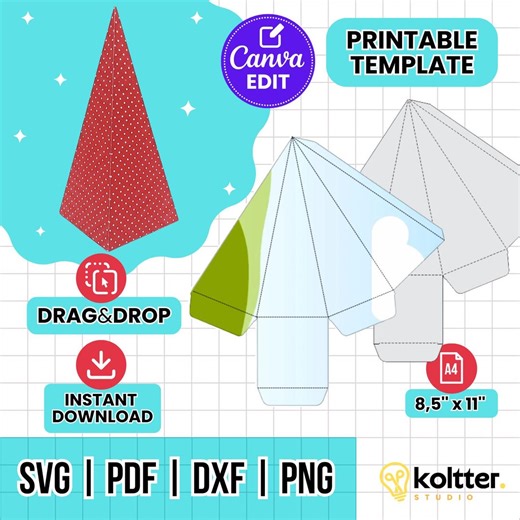 Pyramid Favor Box Template | Printable for Party Gifts | Editable in Canva - Etsy
