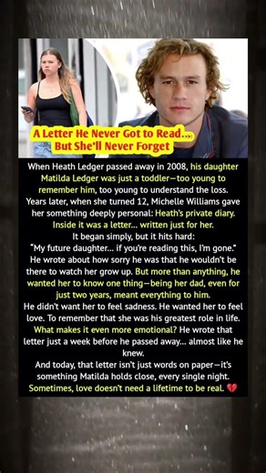 Heath Ledger’s Heartbreaking Letter to His Daughter | She Finally Read It at 12