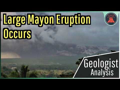 Mayon Volcano Update; Large Eruption Occurs, 4 KM Long Pyroclastic Flows