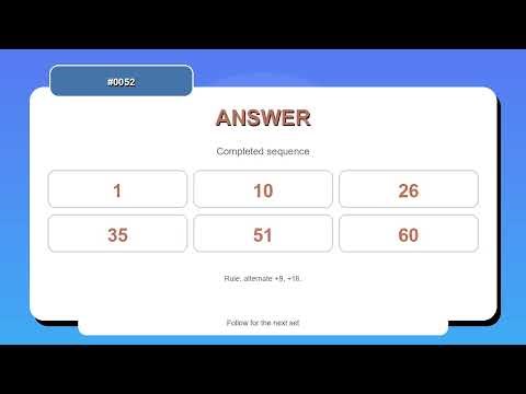 Sequence Challenge #0052 | 10 Sequence and Pattern Practice Questions