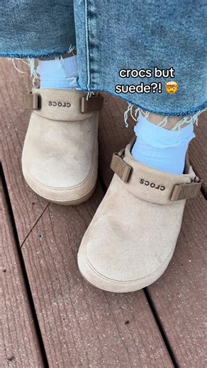 The milk chocolate suede crocs 😍 true to size and elevated from OG crocs they’re almost unrecognizable!