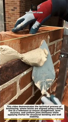 Perfect Brick Alignment Using String Line Technique #Bricklaying #Masonry #Construction