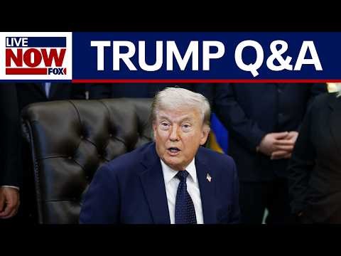 Trump takes questions from reporters in Oval Office