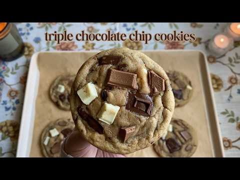 Gooey Triple Chocolate Chip Cookies ♡ Bake With Me
