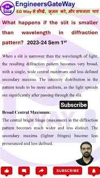 What happens if slit is smaller than wavelength in diffraction #engineersgateway #engineeringphysics