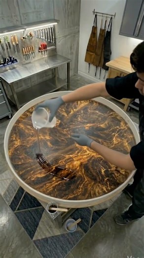 I Made a Molten Lava Coffee Table! 🌋 (Epoxy Resin Art) #ResinArt #SatisfyingVideo #shorts
