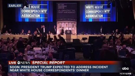 SPECIAL REPORT: President Trump, first lady Melania Trump and other dignitaries were removed by security after a reported shooting incident at the White House Correspondents' Association Dinner in Washington, D.C., Saturday night. Read more: https://abcnews.com/Politics/trump-lady-removed-security-after-incident-white-house/story?id=132387016 | ABC News