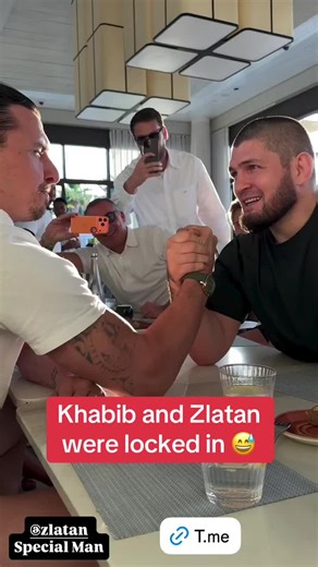 Imagine if they arm wrestled 💪 #ufc #mma #khabib #zlatanibrahimovic #football (via khabib_nurmagomedov/IG)