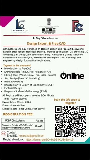 Design Expert + FreeCAD Full Workshop | CAD Training for Beginners (2026) #engineering