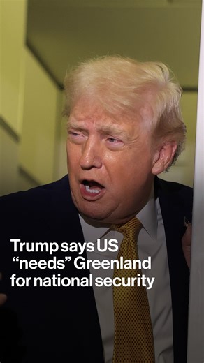 President Donald Trump says US control of Greenland is necessary for national security bloom.bg/44XZytz | Bloomberg
