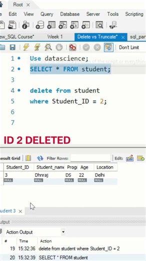 Amazon data kaise delete karta hai? DELETE vs TRUNCATE Code Part 9 #sqltutorial #shorts #ytshorts