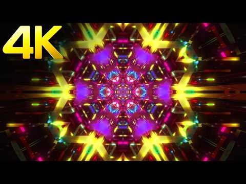 4k Ultra HD Cyber-Warp Sci-Fi Neon light tunnel | Abstract Relaxing background Video Loop meditation