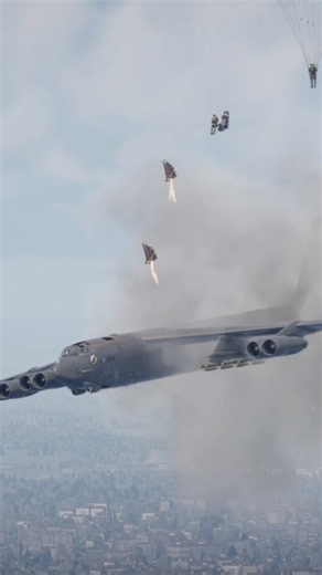 B-52 Bomber In Distress: Emergency Ejection Over City 🚨🪂 #B52 #Military
