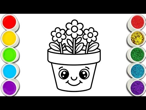 Learn Colors with Flower Pot 🌼 Easy Drawing for Beginners