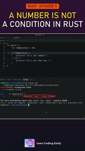 A number is not a condition – Rust if