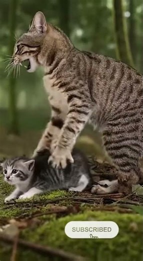The cat must face a snake for its cub.