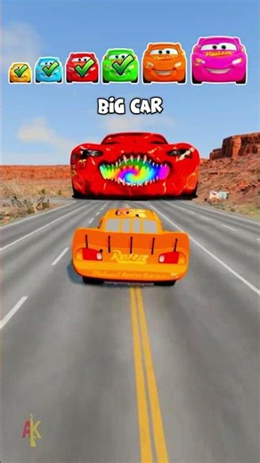 Big & Small Cars vs Monster McQueen Portal! 🤯 #shorts #beamngdrive