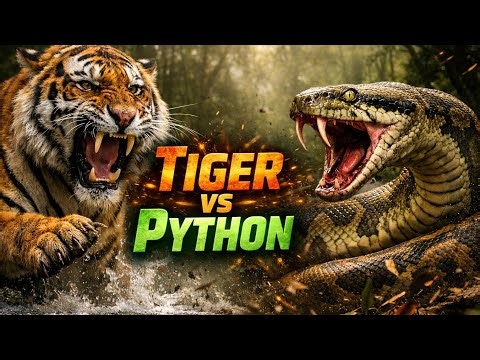 Tiger vs Giant Python 😱 Who Will Win This Deadly Fight?
