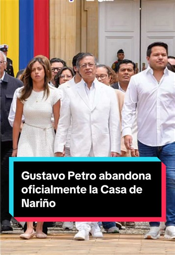 Gustavo Petro dejó oficialmente la Casa de Nariño y puso fin a su periodo presidencial de cuatro años. El mandatario saliente recibió honores militares en su última aparición como jefe de Estado y se despidió de la sede presidencial antes del inicio del nuevo gobierno de Abelardo de la Espriella. Las imágenes del momento ya le dan la vuelta al país. #GustavoPetro #CasaDeNariño #Colombia #CambioDeMando #PolíticaColombiana
