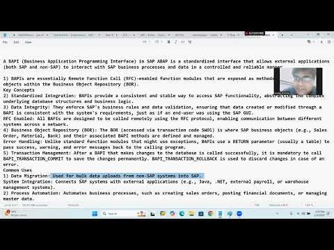 1) BAPI Overview - Sales Order Get Status (Telugu )