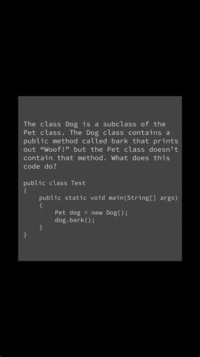 What does this code do? 💚 | #computerscience #coding #programming #java #subclass #superclass