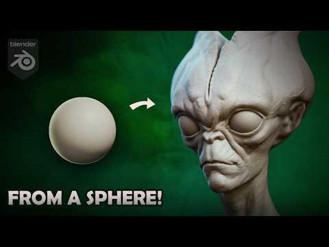 Sculpting a Grey Alien from a Sphere in Blender