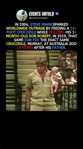 Steve and Robert Irwin Fed the Same Crocodile 15 Years Apart #animals #shorts