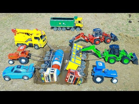 Tipper Dumper Truck Accident Mud Pulling Crane Tractor Car Jcb ? Cartoon kids Cartoon Video | CS Toy