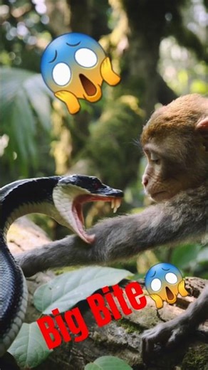 Unbelievable moment! 😳A snake launches a sudden attack on a monkey#trending, #snake #attack