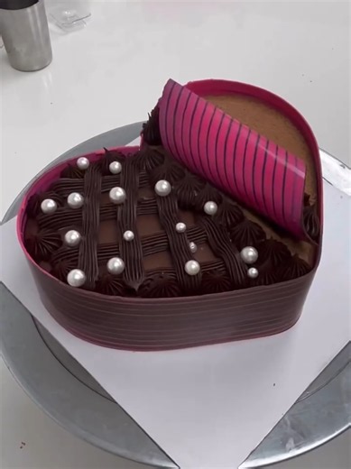 Beautiful chocolate heart shape cake decorating ideas #pinkheart #trufflecake #birthdaycake #face...