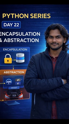 ANIL KUMAR on Instagram: "Day 22 of Python Series 🐍🔥 Today I explained Encapsulation & Abstraction in Python in a simple way for beginners. These concepts help write secure, clean, and structured code. 👉 Try the questions & comment your output 💾 Save for revision! python encapsulation tutorial, abstraction in python for beginners, python oops encapsulation, python abstraction example, data hiding in python, python oops concepts, python programming basics, learn python step by step, python se