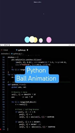 Python Bounce ball Animation #tutorial #coding