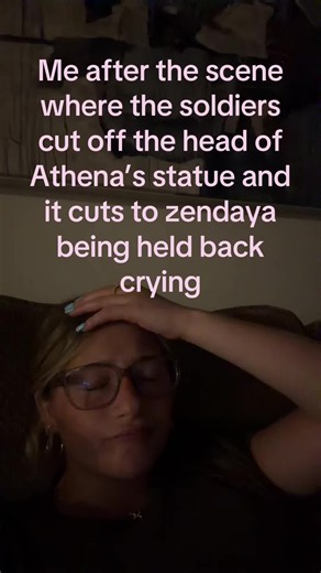 Athena crying scene The Odyssey Zendaya — Athena statue moment
