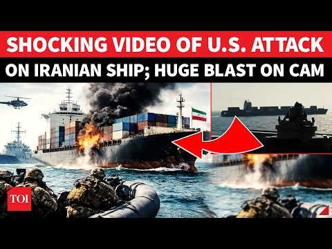 HUGE SEA EXPLOSION After US Strikes Iranian Vessel In Open Waters; Moment Caught On Cam