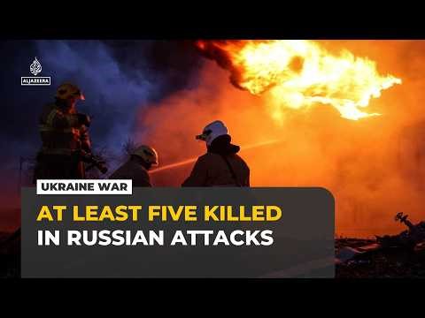 Russian drones, missiles hit Ukrainian gas plants and rail facilities, killing at least five