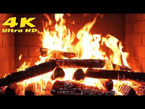 🔥 Peaceful winter fireplace ambience 4K. Fireplace video for relaxation. Fireplace for mind therapy