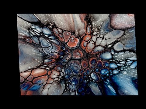 Love the Cooper with Paynes Grey, Bloom Technique, Acrylic Paint Pouring (1679)