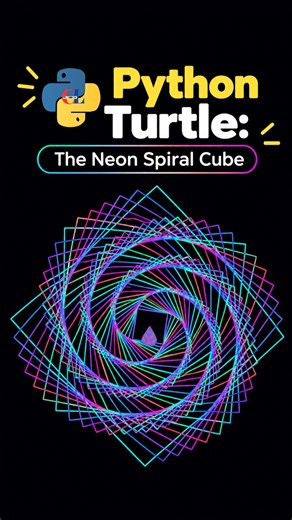✨ Python Turtle The Neon Spiral Cube