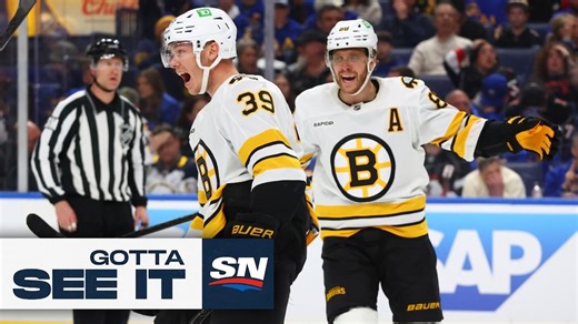 GOTTA SEE IT: Bruins' Geekie Scores From Centre-Ice On Lucky Bounce