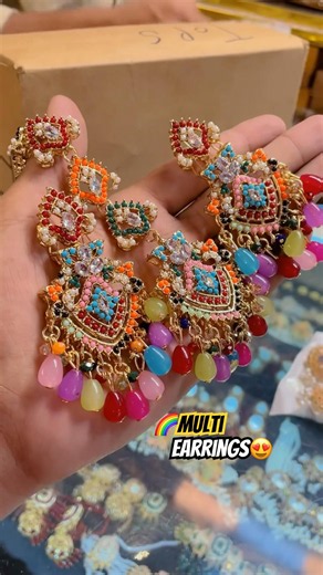 🌟 Beautiful Multicolor Meenakari Jhumka Earrings