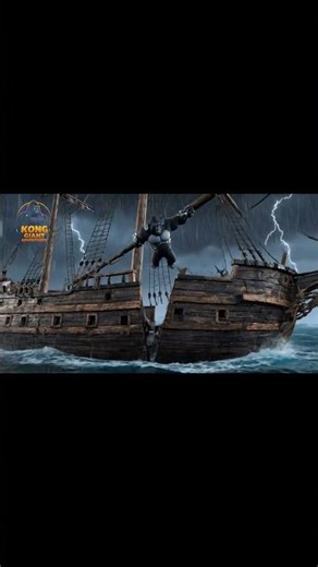 Kong battles a metal eating shark in the ocean