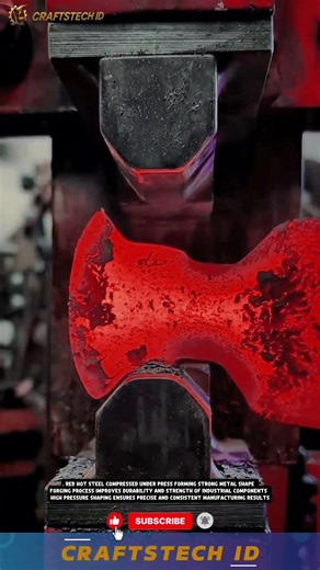 Red Hot Steel Forged Into Shape Using Powerful Hydraulic Press #machine