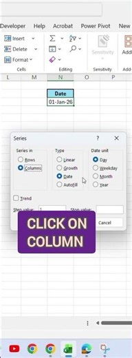 Auto Date Series in 1 Click – Excel Hack! |Create Date Series Fast – Excel Shortcut| Date Series