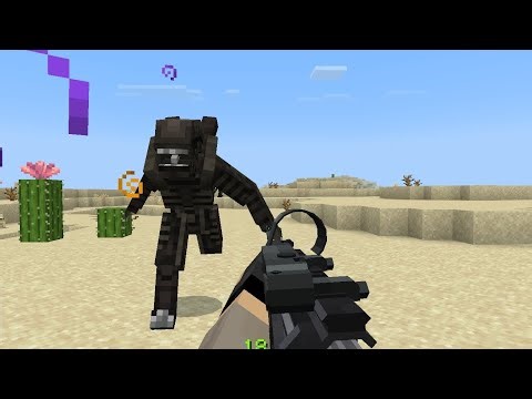 Fighting aliens with guns in Minecraft