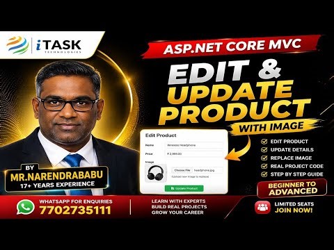 👉 Edit & Update Product with Image in ASP.NET Core MVC 🔥 | Real-Time Project By Mr.Narendrababu