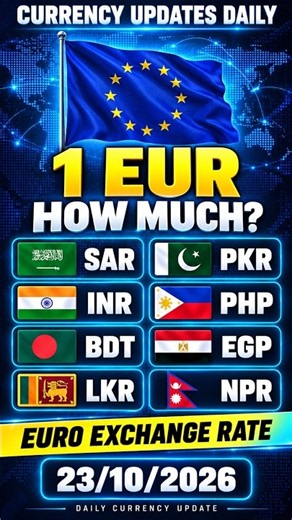 1 Euro = How Much? EUR to PKR, INR, USD & More | 23 Oct 2026 #Shorts