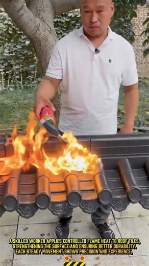 Roof Tile Flaming Process for Better Durability and Construction #dailywork
