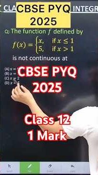 Q) The function 𝑓 defined by 𝑓(𝑥)={ (𝑥,f 𝑥≤1 5, if 𝑥= 1 is not continuous at(A) x=0(B) 𝑥